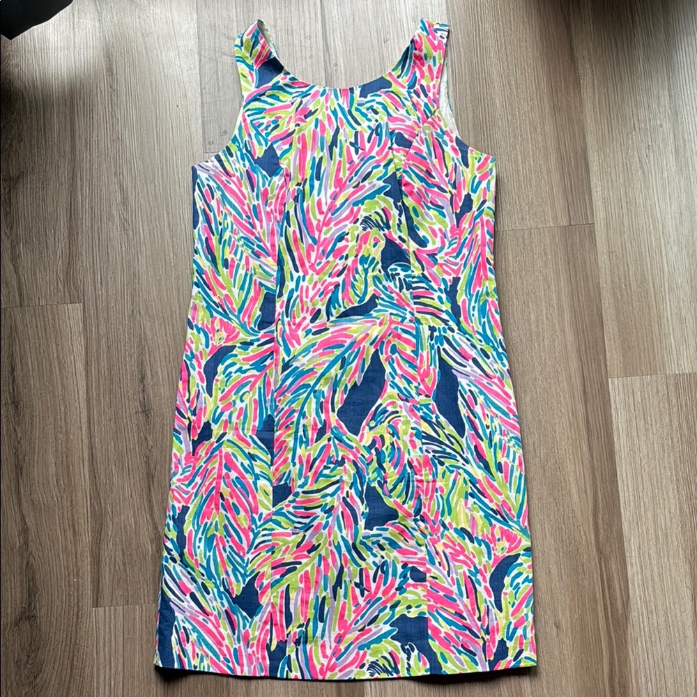 Lilly Pulitzer Multi-Color Palm Print Shift Dress (Pink, Blue, Green, Yellow)